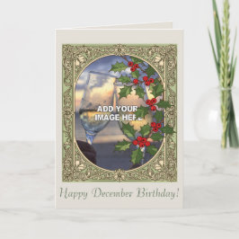 Happy Holidays Holly Berry Art Nouveau Christmas Karte