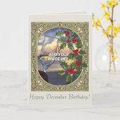 Happy Holidays Holly Berry Art Nouveau Christmas Karte (Gelbe Blume)