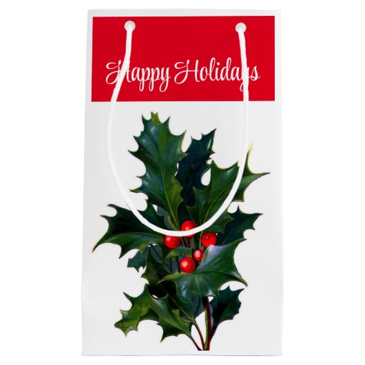 Happy Holidays Holly Geschenktasche Kleine Geschenktüte (Vorderseite)