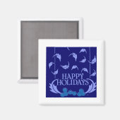 Happy Holidays Holly Magnet (Vorderseite/Rückseite)