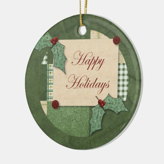 Happy Holidays Holly Ornament (Links)