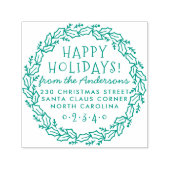 Happy Holidays Holly & Pine Wreath Rücksendeadress Permastempel (Design)