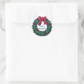 Happy Holidays Holly Wreath Runder Aufkleber (Tasche)