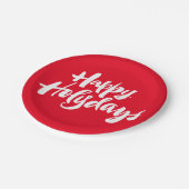 Happy Holidays Holydays Weihnachtsbriefe Rot Pappteller (Schrägansicht)