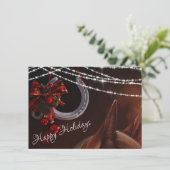 Happy Holidays Horse and Horseshoe Weihnachten (Stehend Vorderseite)