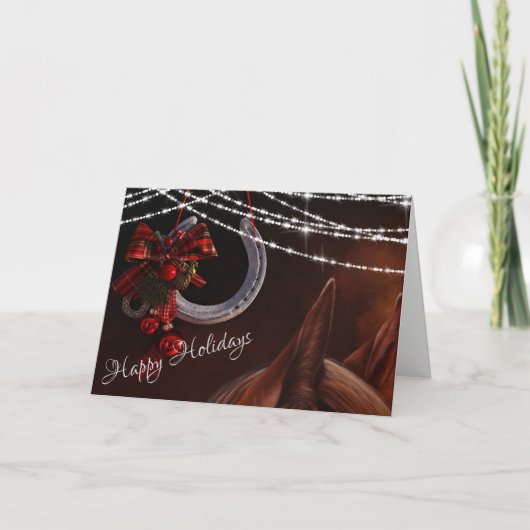 Happy Holidays Horse and Horseshoe Weihnachten (Vorderseite)