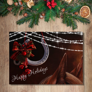 Happy Holidays Horse and Horseshoe Weihnachten