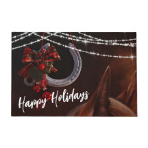 Happy Holidays Horse and Horseshoe Weihnachten