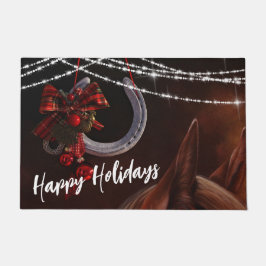 Happy Holidays Horse and Horseshoe Weihnachten Fußmatte