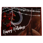 Happy Holidays Horse and Horseshoe Weihnachten Große Geschenktüte (Vorderseite)