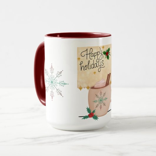 Happy Holidays Hot Coco Saisonale Tasse (Vorderseite Links)