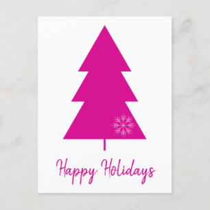 Happy Holidays Hot Pink Weihnachtsbaum Feiertagspostkarte