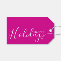 Happy Holidays Hot Pink White Minimalistisch