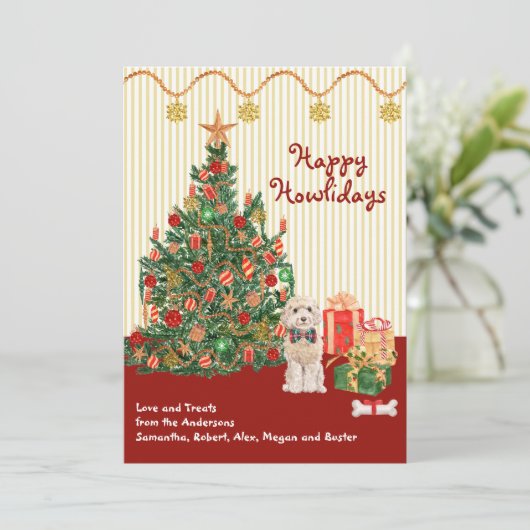 Happy Holidays Howliday Champaign Cockapoo Tree (Stehend Vorderseite)