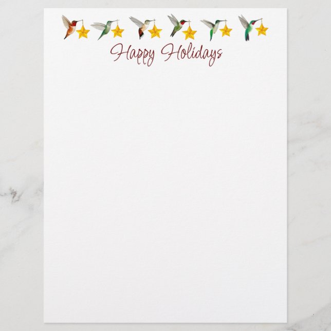Happy Holidays Hummingbirds Letterhead Briefbogen (Vorderseite)