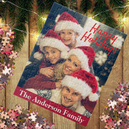 Happy Holidays I Family Name Personalized Photo  Puzzle