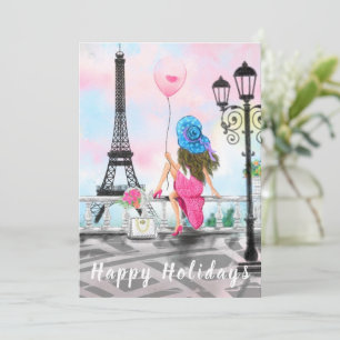 Happy Holidays - i Liebe Paris - Frau mit Ballon