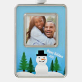 Happy Holidays Ihr Foto behalten Rahmen-Ornament Silber (Vorderseite)