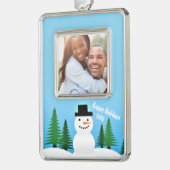 Happy Holidays Ihr Foto behalten Rahmen-Ornament Silber (Links)