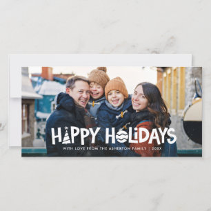 Happy Holidays Illustrationen horizontale Fotokart Feiertagskarte