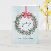 Happy Holidays Illustrierter Weihnachtskranz Karte (Gelbe Blume)