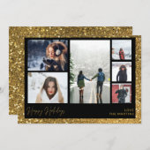 Happy Holidays Imitate Gold Glitzer Multi Foto (Vorne/Hinten)