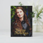 Happy Holidays Imitate Gold Karte (Stehend Vorderseite)
