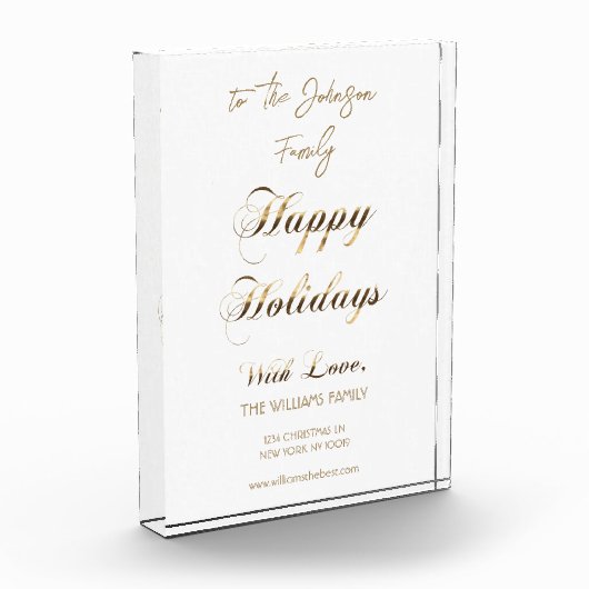 Happy Holidays Imitate Gold Script Einzigartiges W Fotoblock (Links)