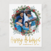 Happy Holidays Imitate Gold Text Foto Weihnachten Postkarte (Vorderseite)