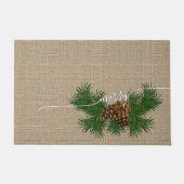 Happy Holidays Imitate Jute Burlap Pattern Doormat Fußmatte (Vorderseite)