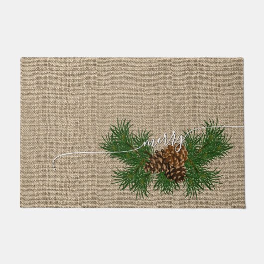 Happy Holidays Imitate Jute Burlap Pattern Doormat Fußmatte (Vorderseite)