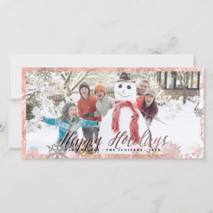 Happy Holidays Imitate Rose Gold Schneeflocken Feiertagskarte