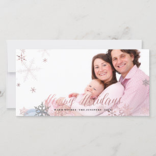 Happy Holidays Imitate Rose Gold+Schneeflocken Feiertagskarte