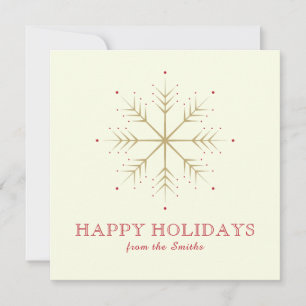 Happy Holidays Imitate Roter Schneeflocken Flat Feiertagskarte