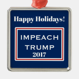 Happy Holidays Impeach Trump Red White Template Silbernes Ornament