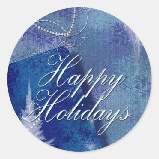 Happy Holidays in blue Runder Aufkleber (Vorderseite)