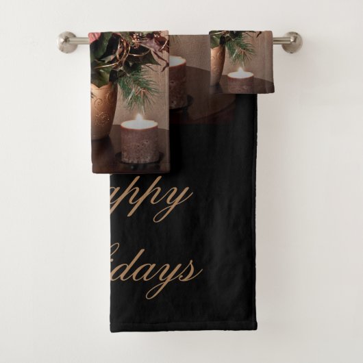 Happy Holidays in Bronze Badhandtuch Set (Insitu)