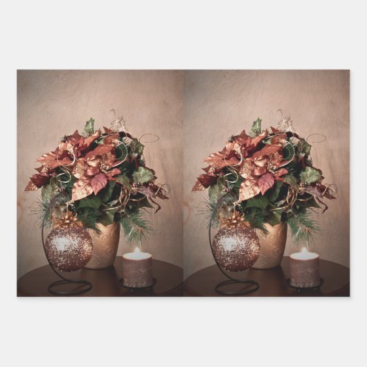 Happy Holidays in Bronze und Glitzer Geschenkpapier Set (Vorderseite)