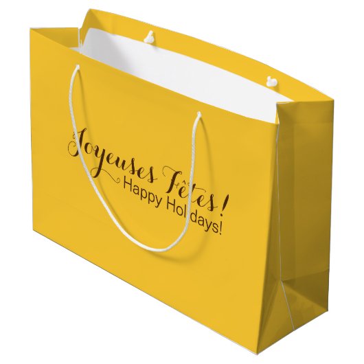 Happy Holidays in French Gift Bag Große Geschenktüte (Rückseite Schrägansicht)