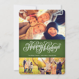 Happy Holidays in Green   12x18     flach Feiertagskarte