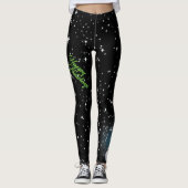 Happy Holidays in Green Text mit Snowman auf BLACK Leggings (Vorderseite)