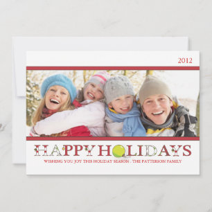 Happy Holidays in Red and White Foto Card Feiertagskarte