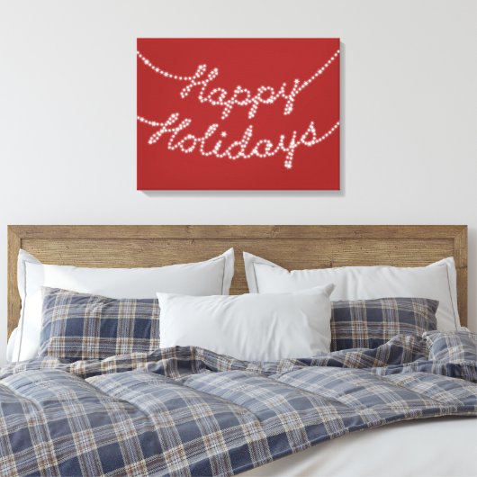 Happy Holidays in Twinkle Lights Leinwand (Insitu (Schlafzimmer))