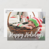 Happy Holidays in White Script Foto Postcard Postkarte (Vorne/Hinten)