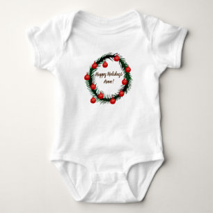 Happy Holidays Individuelle Name Baby Bodysuit Strampler