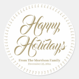 Happy Holidays individuelle Name Bonbonbongeschenk Runder Aufkleber