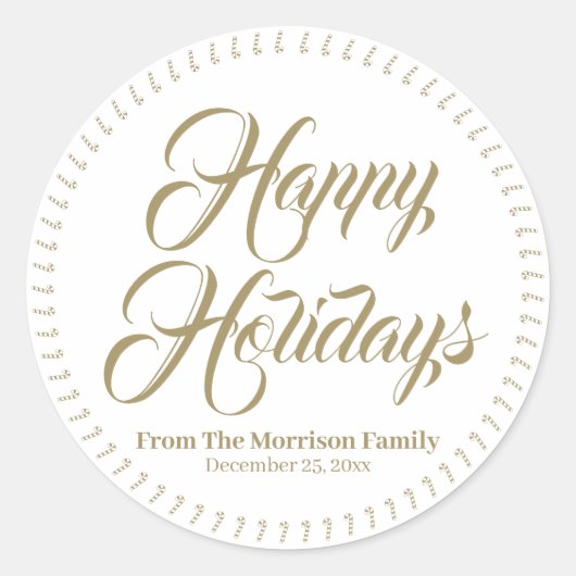 Happy Holidays individuelle Name Bonbonbongeschenk Runder Aufkleber (Vorderseite)