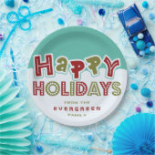 Happy Holidays individuelle Name Papier Teller (Party)