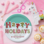 Happy Holidays individuelle Name Papier Teller (Party)