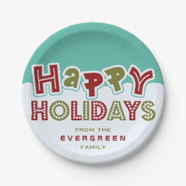 Happy Holidays individuelle Name Papier Teller